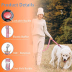 3-Piece Dog Car Harness Set - Retractable, Adjustable, Reflective Dog Seatbelt for Vehicle Headrests - Heavy Duty & High Elastic, Pink