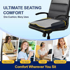 kingphenix Car Seat Cushion – Memory Foam Pad for Driving Comfort – Boosts Height and Relieves Coccyx & Lower Back Pain – Car, Truck, Office Chair (Leather Black & 4D Mesh Gray)