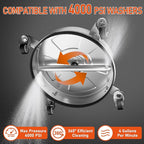 14" Pressure Washer Surface Cleaner with 4 Wheels, 4000 PSI Max Stainless Steel Surface Cleaner for Pressure Washer, 2 Extension Wands, 1/4" Quick Plug, for Concrete, Patio, Sidewalk, Deck