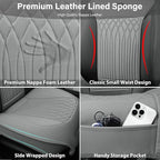 CAR PASS Car Seat Protector, 2 Pack Sideless Nappa Leather Seat Covers for Cars, All Season Waterproof Breathable Front Seats Cushion with Storage Pocket Universal Fit Vehicle Car SUV Truck, All Gray