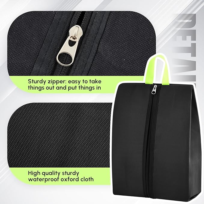 1 Pcs Smell Proof Cleat Bag for Sports, 4 Layer Odor Absorbing Soccer Football Baseball Golf Shoe Bag, Waterproof Mud Resistant Shoe Storage Pouch Fits up to Size 14 (Black)