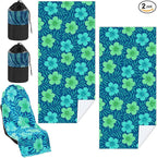 2 Pack Car Seat Towel Covers with Storage Bag 63 x 32 Inch Athletic Running Towel Seat Sweat Washable Non Slip Cover Gift for Car Outdoor Sport Activities (Floral Hibiscus)