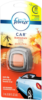 Febreze Car Air Fresheners, Hawaiian Aloha, Odor Eliminator for Strong Odors Car Vent Clips, 0.06 Fl. Oz.