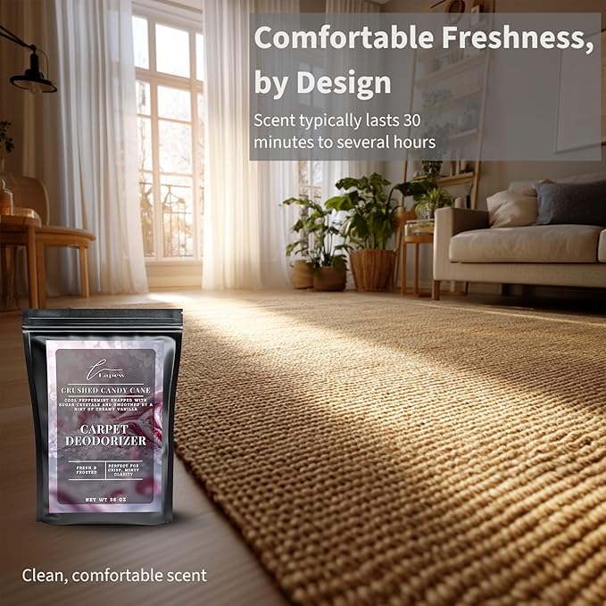 Lapew Crushed Candy Cane Carpet Deodorizer Powder - Pet Safe Freshener for Vacuuming | Scented Odor Eliminator for Home | 36 oz
