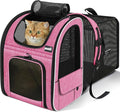 Pecute Cat Backpack Carrier Expandable, Pet Backpack for Cats & Small Dogs Up to 11lbs, with 4-Side Breathable Mesh, Multi-Entry & Lockable Zippers for Travel, Hiking, Camping - Hands Free, Pink