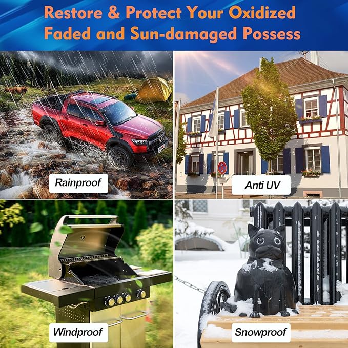 Plastic Outdoor Color Restorer for Cars 50ml, Ceramic Coating Trim Restores Faded Sun-Damaged and Oxidized Possessions Plastic, Rubber, Vinyl, Metal Painted Surfaces