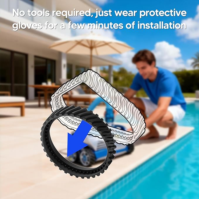 Funmit 4 Pack R0526100 Track (Upgraded Version) Pool Cleaner Wheel Tire Compatible with Zodiac Baracuda MX8 / MX6 Elite In-Ground Pool Cleaner- Made of Heavy-Duty Rubber, Increases Part Life by 50%