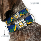 Dog Collar Seatbelt Buckle Pluto 4 Poses Landscape Blue Green 9 to 15 Inches 1.0 Inch Wide