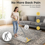 Carpet Rake for Pet Hair Removal – Reusable Cat & Dog Hair Remover Broom with Adjustable 60" Long Handle, Rug Rake Scraper for Carpet, Rugs, Mats, Upholstery & Couch Cleaning