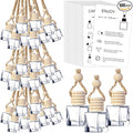 100 Sets Car Diffuser Bottles Empty Bulk Hanging Car Air Freshener Diffuser Bottles Glass Perfume Holder with Instruction Cards for Essential Oil Wedding Bridal Birthday Gifts (Square)