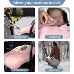 SERAPHY Car Seat Cover Baby Winter Carseat Cover for Babies, Universal Warm Infant Car Seat Canopy & Stroller Covers Accessories for Newborn Boy Girl Essentials, Pink Thick Winter