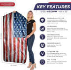 Autoamerics 1-Piece Windshield Sun Shade Grunge American Flag - 3 USA Design - Foldable Car Front Window Sunshade for Most Sedans SUV Truck - Blocks Max UV Rays and Keeps Your Vehicle Cool - Medium