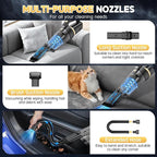 JONYJ Handheld Vacuum Cordless, 16000PA Strong Suction Hand Held Car Vacuum Cleaner, Portable Hand Vacuum Rechargeable with Multi-Nozzles & LED Light for Home, Car, Office, Pets