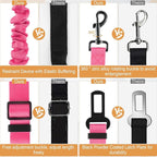 LivTee Dog Seat Belt for Car, Retractable Pet Safety Harness, Adjustable Nylon Dog Seatbelt Leash, Comfortable Dog Accessories for Vehicles (Pink-2PCS)
