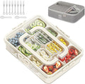 Snack Box Container with Insulated Cooler Bag, Divided Serving Tray with Lid and Handle Beach Essentials, Snackle Box Veggie Fruit Tray with 8 Compartments & 8 Forks & 2 Spoon