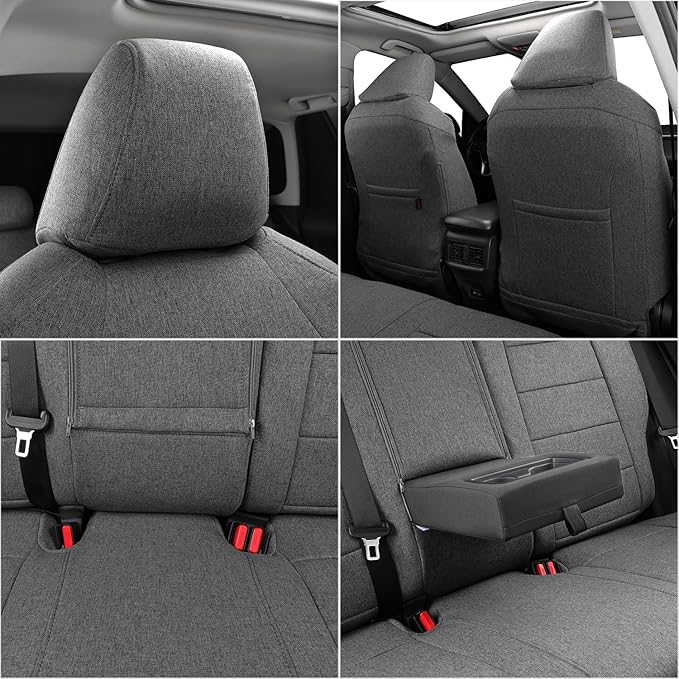 coverdream RAV4 PHEV Seat Covers Custom Fit for 2019-2024 2025 Toyota RAV4 Hybrid XSE,Hybrid SE,Prime SE/XSE,Full Coverage,Airbag Compatible,Polyester Car Seat Protector (Full Set,Gray)