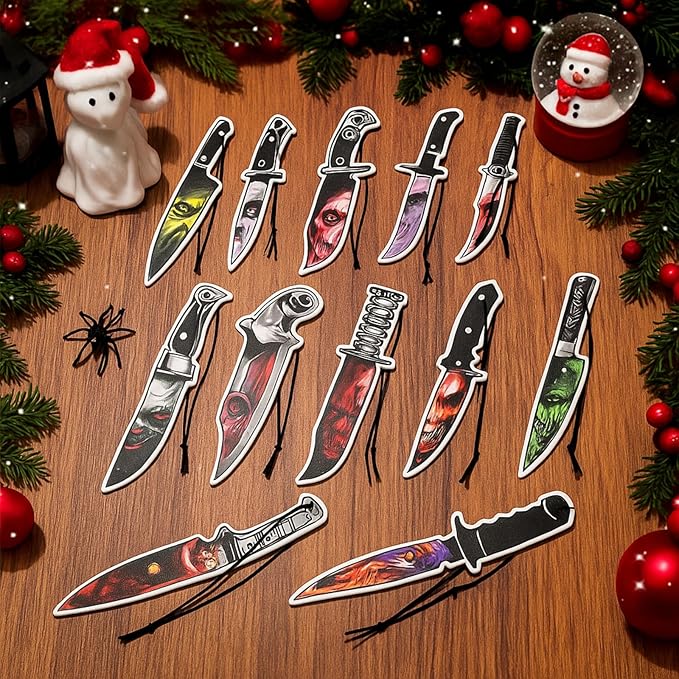 Faccito 12 Pcs Gothic Car Air Fresheners Horror Movie Freshener Gifts Hanging Ornament Scents Knife Classic Character Accessory for Men Women Lover