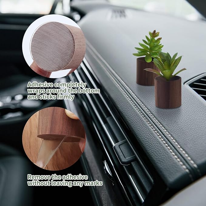 2 Pack Car Air Freshener Mirror Hanging Accessories Mini Macrame Crochet Plant with Wooden Essential Oil Diffusers Cute Boho Plant for Rear View Mirror Home Office Decor