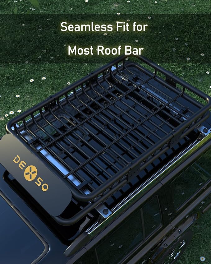 DEXSO 84" x 39" Universal Roof Rack Basket, 200 Lbs Capacity Rooftop Cargo Carrier Basket with Extension Luggage Rack Heavy Duty for SUVs, Trucks, Vehicles