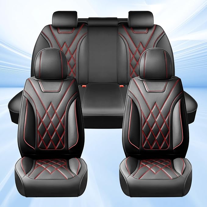 Fit Integra Car Seat Covers for Acura Integra 2023-2026 - Premium Leather, Waterproof, All-Weather, Airbag Compatible, Anti-Slip, Breathable, Easy Install, Seat Protectors, Full Set, Redline