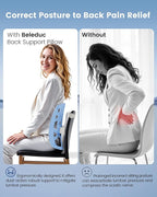 Beleduc Lumbar Support Pillow for Office Chair- Ergonomic Back Support Pillow with Adjustable Height, Improves Posture, Back Cushion with Straps for Home, Office, Car