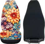 BIGCARJOB Blossoms Flower Car Seat Covers for Womens,Full Set of 2 Pcs Bohemian Floral Style Auto Front Seat Protector Durable Saddle Blanket Vehicle Seat Interior Accessories Cushion Pads