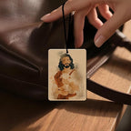 Jesus Car Air Freshener 4 Pcs, Watercolor Religious Scented Hanging Decor for Christian Women Men, Vehicles Home Church, Faith Based Mirror Gif