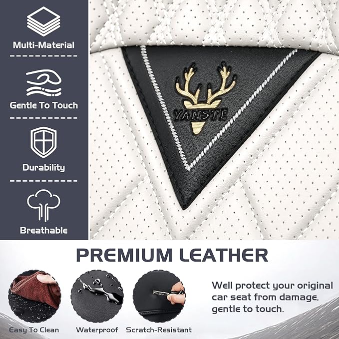 Truck Seat Covers for Ford Ranger 2019-2026, Waterproof Premium Leather Full Coverage Car Seat Cover, Muscle Sport Style Auto Interior Seat Cover Sets (Full Set/Black White)