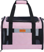 YUNIQUE Soft-Sided Cat & Dog Carrier for Pets Up to 15 Lbs, Airline Approved Collapsible Travel Puppy Carrier with Lightweight Fabric Design (Pink)
