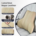 Coverado Lumbar Support Pillow for Car, Ergonomic Memory Foam Back Pillow for Office Chair, New Back Cushion for Pain Relief, PU Leather Car Lumbar Support for Driving Seat