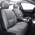 Chezope Car Seat Covers Full Set, Grey Leather Seat Covers, Breathable Front and Back Car Seat Protectors, Wear-Resistant Seat Covers Universal Fit for Most Cars SUV Truck (Grey-Solid, Full Set)
