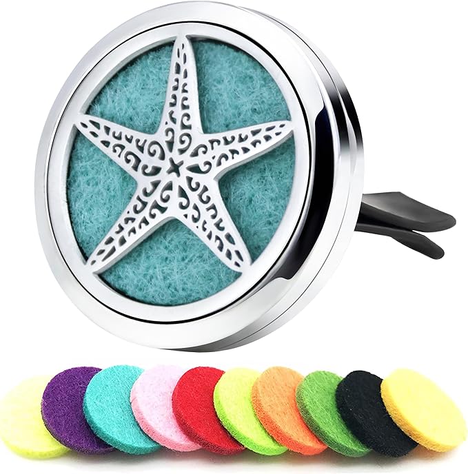 AZNECK Car Diffuser Vent Clip Car Essential Oil Diffuser Vent Clips Air Freshener 10 Felt Pads Starfish Mother's Christmas Birthday Car Accessories Gifts for Women & Men