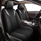 Bling Diamond Embroidered Seat Covers for Nissan Sentra 2008-2025 2026, Full Set 5 Seats, Sparkle Rhinestone Breathable Perforated Faux Leather Car Seat Covers for Women (Black)