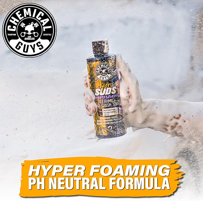 Chemical Guys HydroSuds Ceramic, Shine High Foaming Car Wash Soap - Foam Cannon Soap, Works with Foam Guns or Bucket Washes for Cars, Trucks, Motorcycles, RVs, and More, Berry Scent - 16 oz