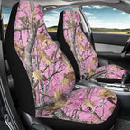 KEIAHUAN Camo Hunting Car Accessories Auto Front and Rear Seat Covers Fit Most Vehicle Truck,SUV, reathable Elastic Front Saddle Blanket Rear Split Bench Protection Cover, Pink
