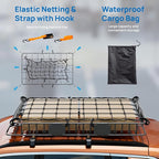 TUFFIOM 250lbs 64 x 39 x 6 inch Extendable Roof Top Cargo Carrier Basket w/Net+Storage Bag+Straps, Heavy Duty Rooftop Luggage Holder Steel Rack for SUV Car Truck Van Travel Camping