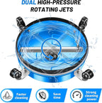 14" Pressure Washer Surface Cleaner with 4 Wheels - Coated Blue Stainless Steel Surface Cleaner for Pressure Washer Attachment for Concrete, Driveway, Patio, Sidewalk, Deck and Driveways - PWS14B