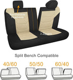 3D Air Mesh Car Seat Cover Full Sets Washable and Breathable Premium Cloth Automotive Vehicle Seat Covers for Cars Interior, Universal Fit for Most Cars, Sedan, Truck, SUV(Black/Beige)