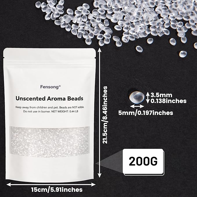 Unscented Aroma Beads for Car Freshies, 200g Premium EVA Beads for DIY Car Fresheners, Freshie Supplies for Making Scented Sachets, Absorbs 28% Fragrance Oil, Heat Resistant