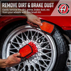 Adam's Complete Wheel & Tire Brush Kit (5-Item) - Includes Wheel Brush, Tire Brush, Barrel Brush, Lug Nut Brush & Fender Brush for Complete Wheel & Tire Auto Detailing