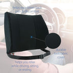 Core Products Sitback Rest Cushion Lumbar Support for Lower Back & Office Chair, Adjustable Strap Contoured Foam, Black - 13" x 14" x 5", Made in the USA
