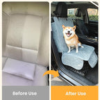 Dog Car Seat Cover for Front or Back Seat, Soft Flannel Pet Car Seat Protector with Waterproof Layer, Non-Slip Washable Dog Car Bed Mat for Travel (Bluegrey Front Seat)