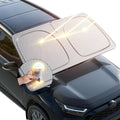 helloleiboo Graphene Car Windshield Sun Shade Car Sun Shade for Windshield with Heat Absorption Coating Foldable Design with UV Protection to Keep Your Car Interior Cooler Silver (Large-61 × 32 in)