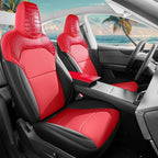 Seat Cover for Tesla Model Y Juniper 2025-2026 Custom Fit Leather Seat Cover Full Set (Crocodile Red+Black 25-26)