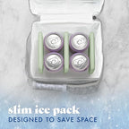 Cool Coolers by Fit & Fresh Slim Ice Packs, Quick Freeze Reusable Ice Packs for Lunch Boxes & Coolers, Long-Lasting, Space Saving Lunch Ice Packs, Sage, 4Pk