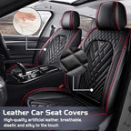 Truck Seat Covers for Toyota Tundra 2008-2026, Waterproof Premium Leather Full Coverage Car Seat Cover, Muscle Sport Style Auto Interior Seat Cover Sets (Full Set/Black Red)