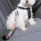Cute Design 2-Pack Set Adjustable Pet Cat Dog Car Seat Belt, Adjustable Buckle Pet Car Harness Fabric Lanyard from 22 to 38 Inches Seatbelt Leash (Psychedelic Dog -Two Piece in one Set)