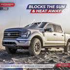 Autoamerics 2-Piece Windshield Sun Shade - Metallic Gray Foldable Car Front Window Sunshade for Most Cars SUV Truck Heat Blocker Visor Protector Blocks Max UV Rays and Keeps Your Vehicle Cool - Large