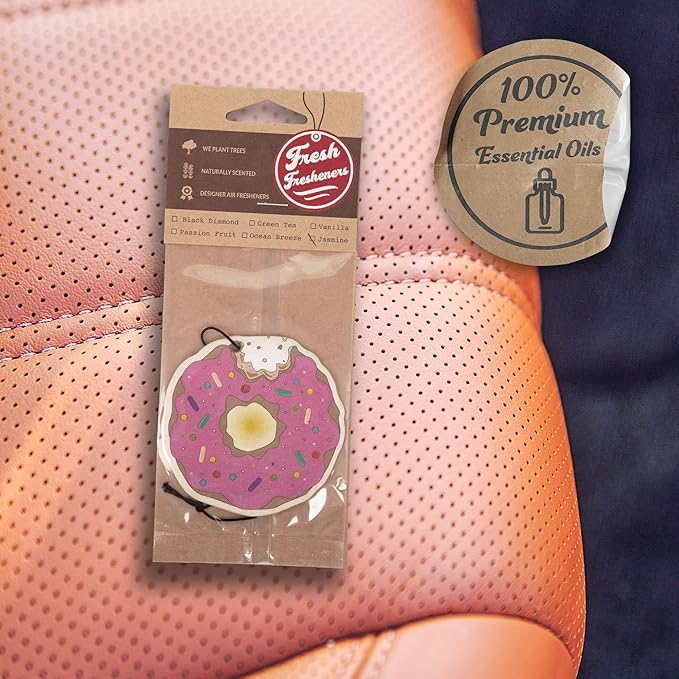 Fresh Fresheners Cute Funny and Aesthetic Car Air Fresheners 4-pack Scented With Premium Oils (Donut)
