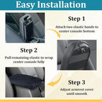 Center Console Cover Compatible with Toyota RAV4 Accessories 2020-2025 and 2021-2025 RAV4 Prime, PU Leather Middle Console Lid Cover, Seat Protector Armrest Cushion Pad (Black with Black Stitches)